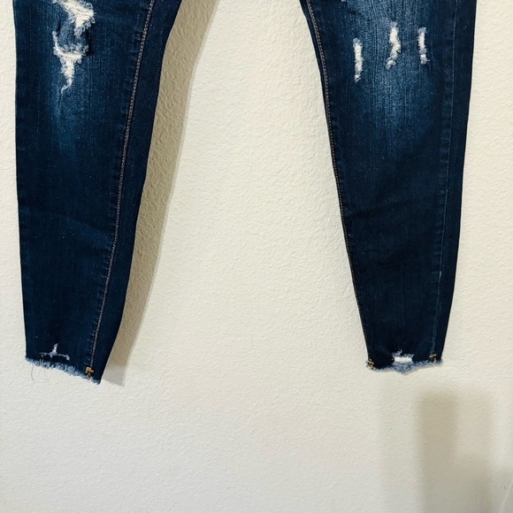Q17 Jeans Blue Distressed High Rise Skinny Cotton Blend Jeans Sz 5 - Picture 6 of 13